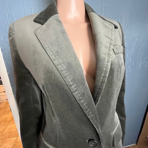 J. Crew Velvet Green Blazer 10 Career Business Academia Minimalist Preppy Luxe - Picture 3 of 9